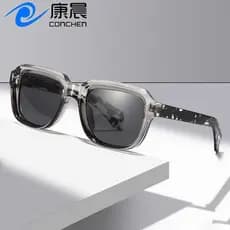 Clássico TR90 armação estreita moda polarizada óculos de sol acetato pé óculos de sol masculino High-End temperatura S