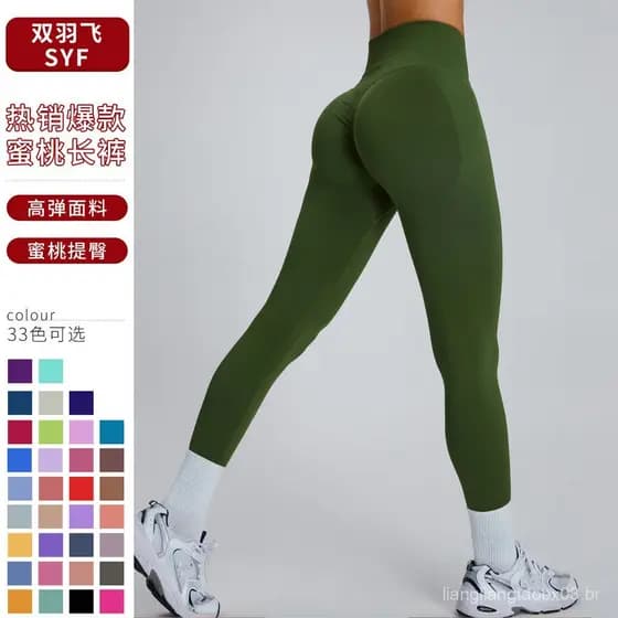 Calças de Fitness Sem Costura de Cintura Alta com Efeito Push-Up para Mulheres, para Corrida ao Ar Livre, Yoga e Esporte
