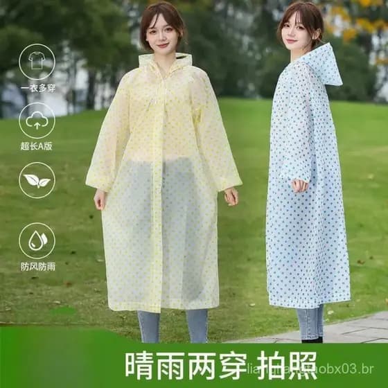 Capa de chuva portátil e elegante com bolinhas, modelo longo para adultos, poncho de chuva para bicicleta elétrica.