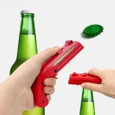 Houl portátil forma de pistola simples criativo abridor de garrafa lançador de garrafa de vôo tampa de garrafa de cerve