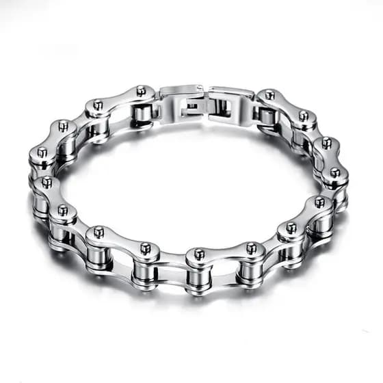 [Rhian] Pulseira Punk Masculina De Aço Inoxidável Para Motociclistas , Pulseiras Com Corrente De Motocicleta 8.5 " COD M