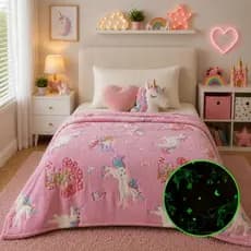 Manta Fluorescente Infantil Solteiro 200x150 Cobertor Que Brilha no Escuro