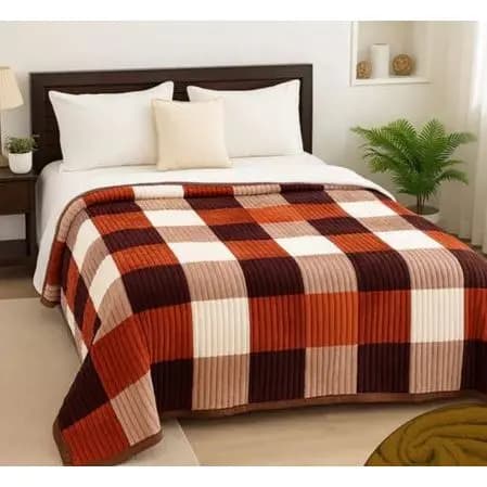 Cobertor Manta Sherpa Casal Grossa 220x180cm Coberta Canelada Fofinha Quentinha Xadrez