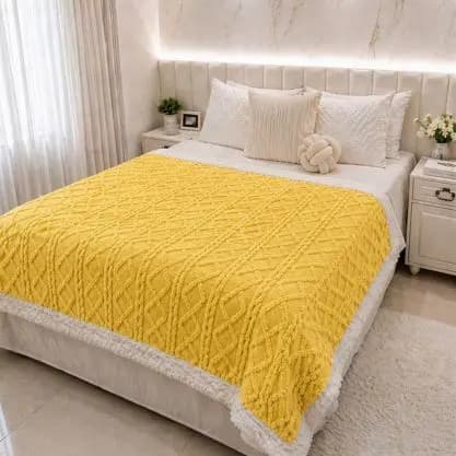 Cobertor Manta com Sherpa Jacquard Casal 200x180 Coberta Grossa Macio Quentinho Antialergico