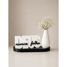Kit Decorativo Deus Nunca Falha + Bandeja + Mini Vaso de Flores Não Acompanha Flores