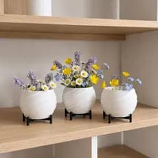 Kit 3 Vasos de Decoração Vasinhos Para Flores em 3D Não Acompanha Flores