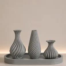 Kit Mini Vasos + Bandeja Impressão 3D Casa e Decoração Sala e Quarto