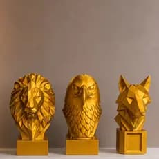 Kit Decorativo Leão Águia Lobo Impressora 3D Esculturas Luxo Várias Cores