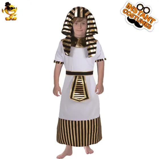 Fantasia de faraó infantil, fantasia de palco, fantasia de Performance, roupas de festa de máscaras, distribuição de fan