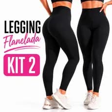 KIT 2 Calças Legging Feminina Flanelada Elastica Academia Cintural Alta Exercicios Fitness Alta Qualidade