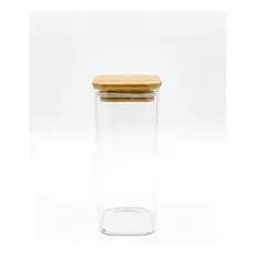 Pote Hermetico De Vidro Com Tampa De Bambu 450 Ml
