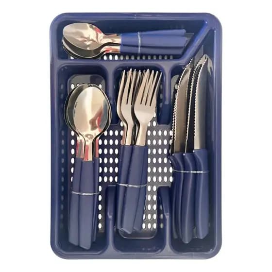 Jogo De Talheres De Cozinha 25 Pecas Idee Home - Azul.