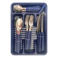 Jogo De Talheres De Cozinha 25 Pecas Idee Home - Azul.