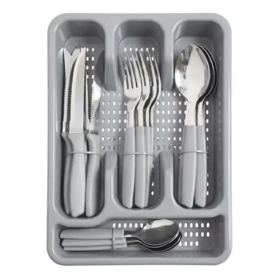 Jogo De Talheres De Cozinha 25 Pecas Idee Home - Cinza