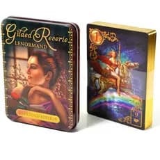 Caixa De Lata De 10x6.3 Cm Com Jogo De Cartas De Tarô Lenormand Gold Edge 66WT