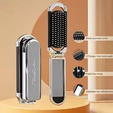 [Rhian] Cabelo Escova Pente Dobrável Massagem Pentes Antiestáticos Portáteis Para Meninas De Viagem Com Espelho COD ZYCW