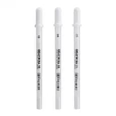[Rhian] Caneta Gelly Roll Cor Branca 0.5mm 0.8mm 1.0mm Canetas De Linha De Pintura Artística Em Papelão Preto De Alta Lu