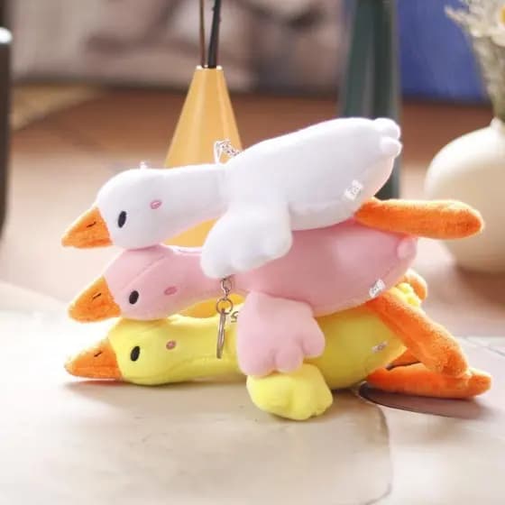 Pato Brinquedos De Pelúcia Bonito Boneca Chaveiro Animal Cisne Ganso Bonecas Macias Mochila Pingente Crianças Menina KSR