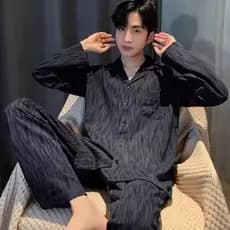 Pijamas Para Homens , cardigans Finos , Mangas Compridas , Roupas Casuais Casa Masculinas Adolescentes , Masculinos , Co