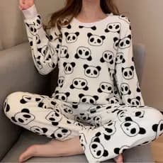 Pijama de lã Coral feminino quente engrossado mais lã bonito flanela de manga comprida Loungewear terno feminino