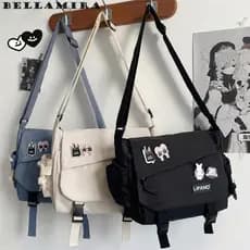 🎒 Bolsa De Ombro Impermeável Unissex | Nylon Resistente | Pins Grátis | Ideal Para Escola E Viagem 🚶