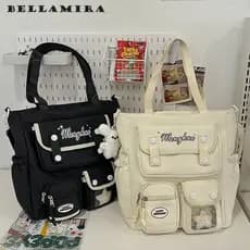 Nova Bolsa De Ombro Estudantil De Nylon | Impermeável, Leve E Múltiplos Bolsos | Versátil Para Aulas E Passeio