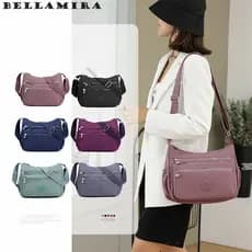 Bolsa Crossbody Feminina Bolsa De Ombro Impermeável De Nylon Multi-Zíper Bolsa De Ombro Anti-Roubo Com Vários Bolsos - M