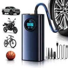 Bomba de Encher Pneu Portátil Digital Calibrador Compressor Carro Moto Bike Bola Piscina Inflável - Oferta
