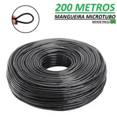 Mangueira Microtubo 200 Metros 1/4 Para Irrigação e Aspersão Flexível Plantação - 6mm Externo x 4mm