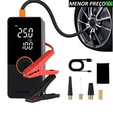 Bomba de Encher Pneu Portátil 4 em 1 Compressor de Ar Bateria Calibrador de Carro Auto - Oferta