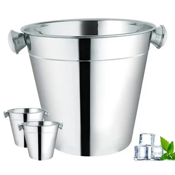 Balde de Gelo Sorvete Caipirinha Petiscos Baldinho Inox 13x13x10 Cm Resistente Moderno Não Enferruja Premium