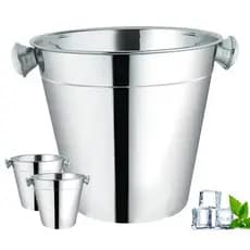 Balde de Gelo Sorvete Caipirinha Petiscos Baldinho Inox 13x13x10 Cm Resistente Moderno Não Enferruja Premium
