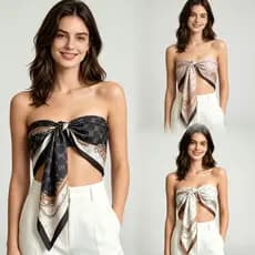 Lenço Feminino de Seda Pura 90x90cm Luxo Elegante Versátil Moda Feminina Chic Várias Formas de Uso