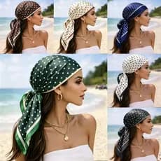 Lenço Feminino Acetinado Seda de toque Suave Modelo POÁ Bolinha Elegante Clássico 90x90