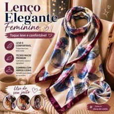 Lenço Quadrado Feminino 90x90cm Toque de Seda Estilo Elegante Versátil