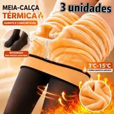 238G Meia-Calça Térmica Feminina Forrada Peluciada Translúcida, Meia Aquecedora Anti-Rugas para Inverno