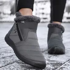 Botas de Neve Femininas Impermeáveis de Couro para o Inverno 2025, Calçados Leves Antiderrapantes e Quentes de Algodão S