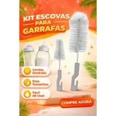 Kit Escova Limpa Mamadeira 2 Em 1 Limpa Bico - Escova Limpa Garrafa - Lava Mamadeira Copo Taça