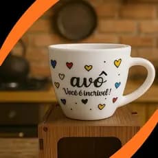 Caneca Xícara Personalizada Avô em Porcelana 75ml com Caixinha Decorativa MDF presente avo