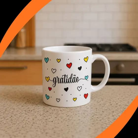 Caneca Xicara Copo de Porcelana 120ml - Tema Gratidão - presente - especial