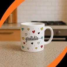 Caneca Xicara Copo de Porcelana 120ml - Tema Gratidão - presente - especial