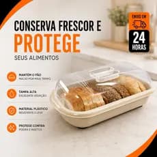 Porta Pão Com Tampa Transparente Cesto De Pão Boleira Retangular Plástico Café Da Manhã