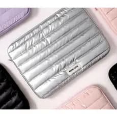 Bolsa Para Notebook Premium Metalizada Capa Protetora Puffer Acolchoada Macia À Prova De Choque Carteira Porta Documento