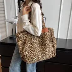 Saco De Impressão Leopardo Sobredimensionado-Mensageiro Comutado Ombro De Grande Capacidade-Totes De Moda-Casual , Vinta