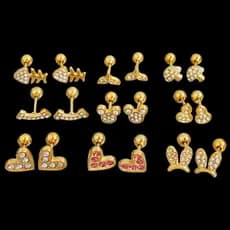 cartelas de brincos feminino kit brinco aço inoxidável ♢Luz de luxo diamante-cravejado titânio aço parafuso brincos temp
