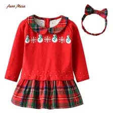 Bebê bebê macacão roupas de natal meninas grande vestido de malha vermelho menina bebê vestido de princesa com faixa de