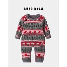 Bebê bebê natal macacão menino menina bebê malha pulôver macacão recém-nascido macio quente manga comprida macacão outon