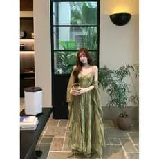 Estilo de férias terno Retro temperamento Floral estilingue vestido feminino verão verde solto Cardigan jaqueta terno de