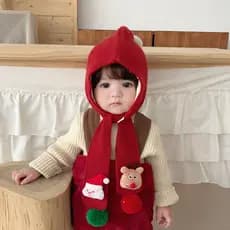 Crianças chapéus de natal 2-6 cachecóis chapéus integrados crianças quentes meninos meninas bebê malha proteção de orelh