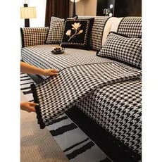 Houndstooth sofá almofada 2026 novas quatro estações Universal Chenille antiderrapante capa de sofá pano toalha almofada
